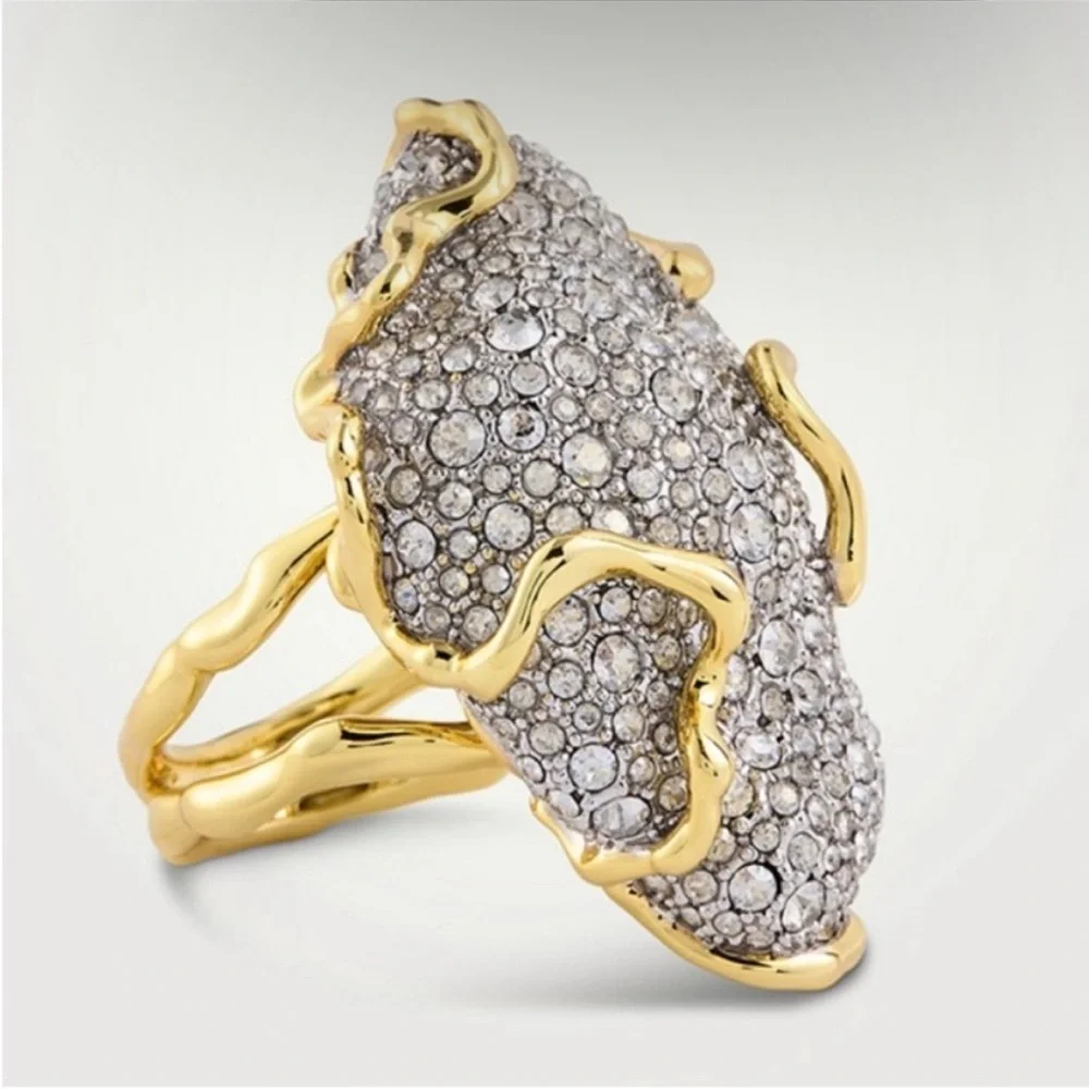 ALEXIS BITTAR • SOLANALES LARGE CRYSTAL PAVE GEODE RING sz 7.5